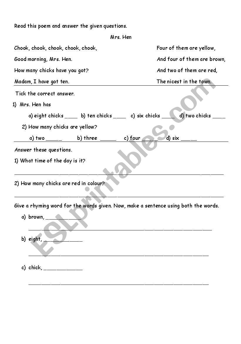 Reading Comprehension! worksheet