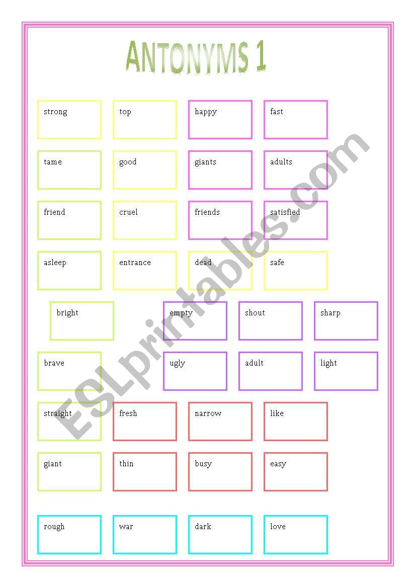 ANTONYMS worksheet