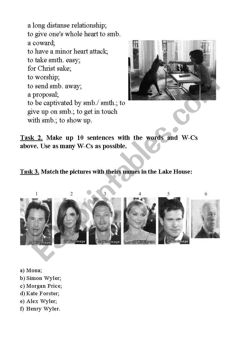 Movie The Lake House worksheet