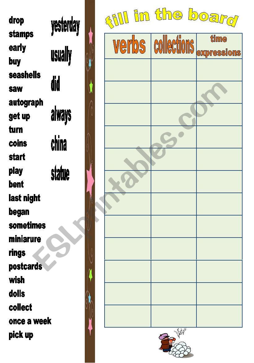 collections worksheet