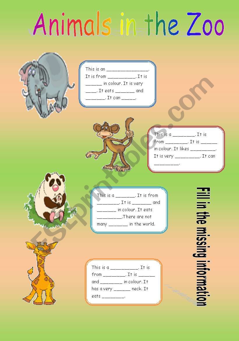 Animals in the Zoo worksheet