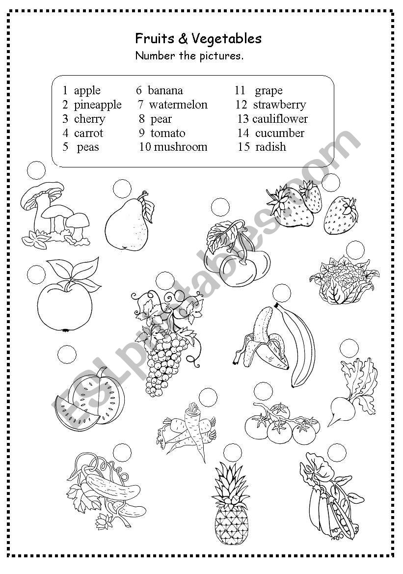 fruits and vegetables worksheet