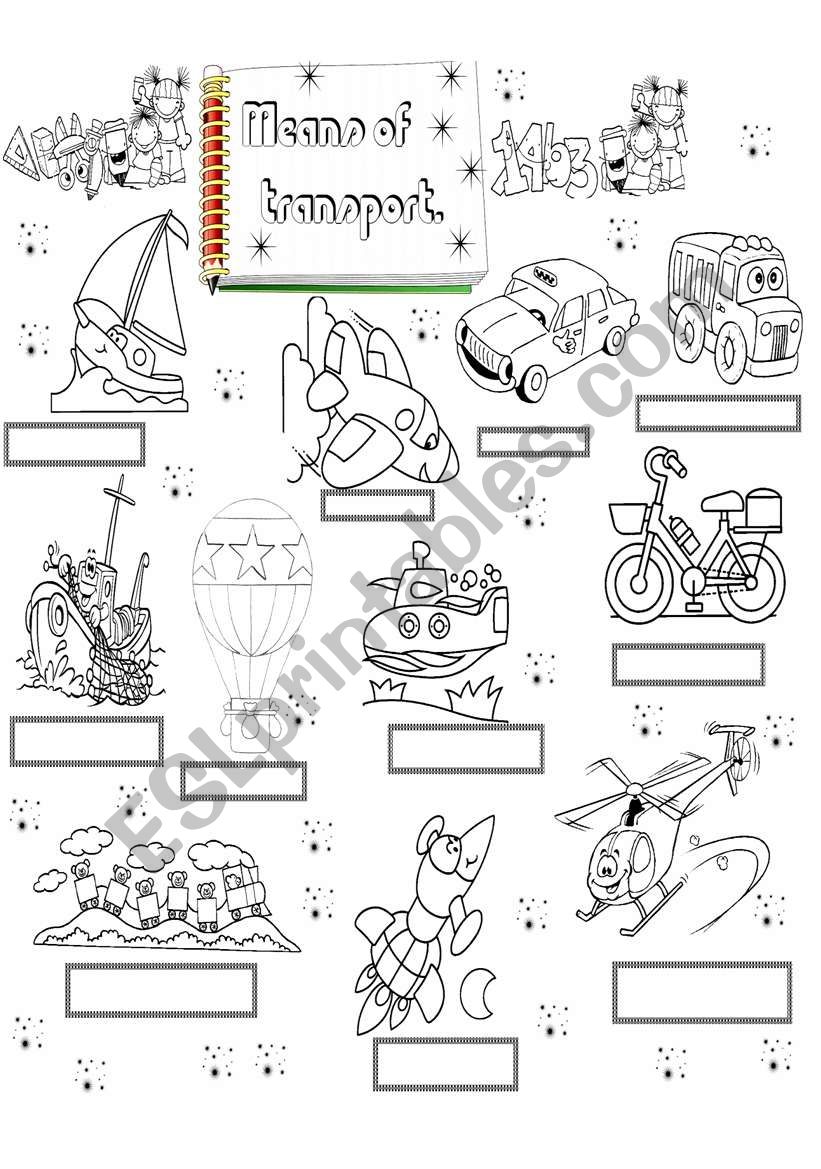 means of transport worksheet