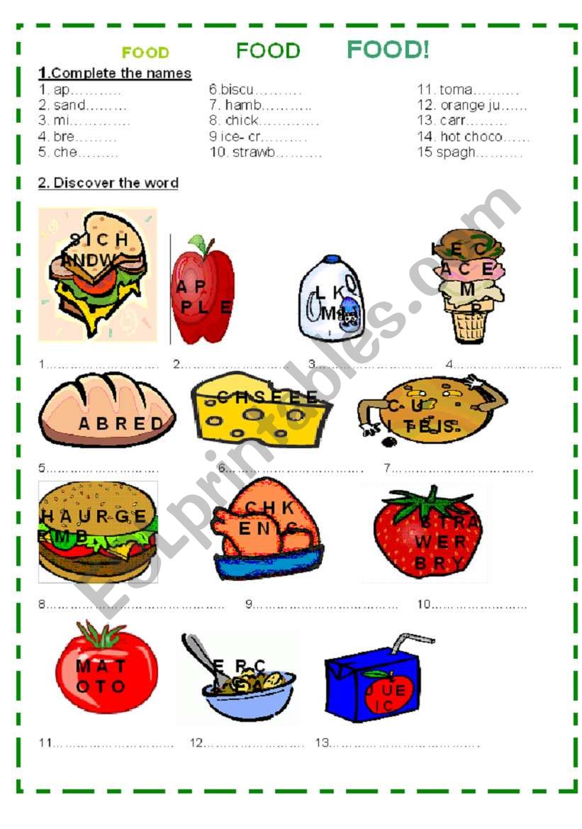 FOOD FOOD FOOD worksheet