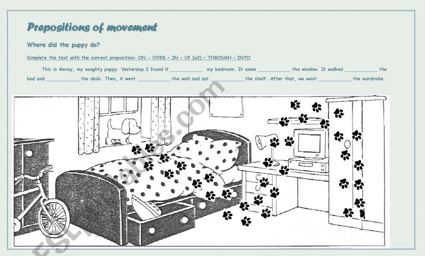 Prepositions of movement worksheet