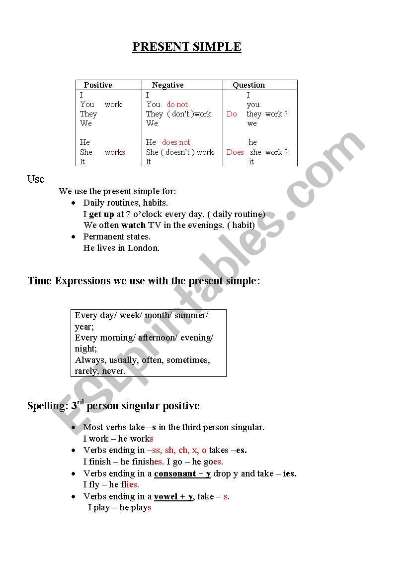 Present Simple worksheet