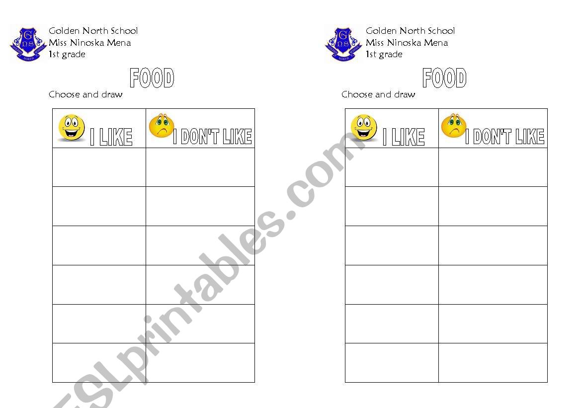 i like idont like worksheet