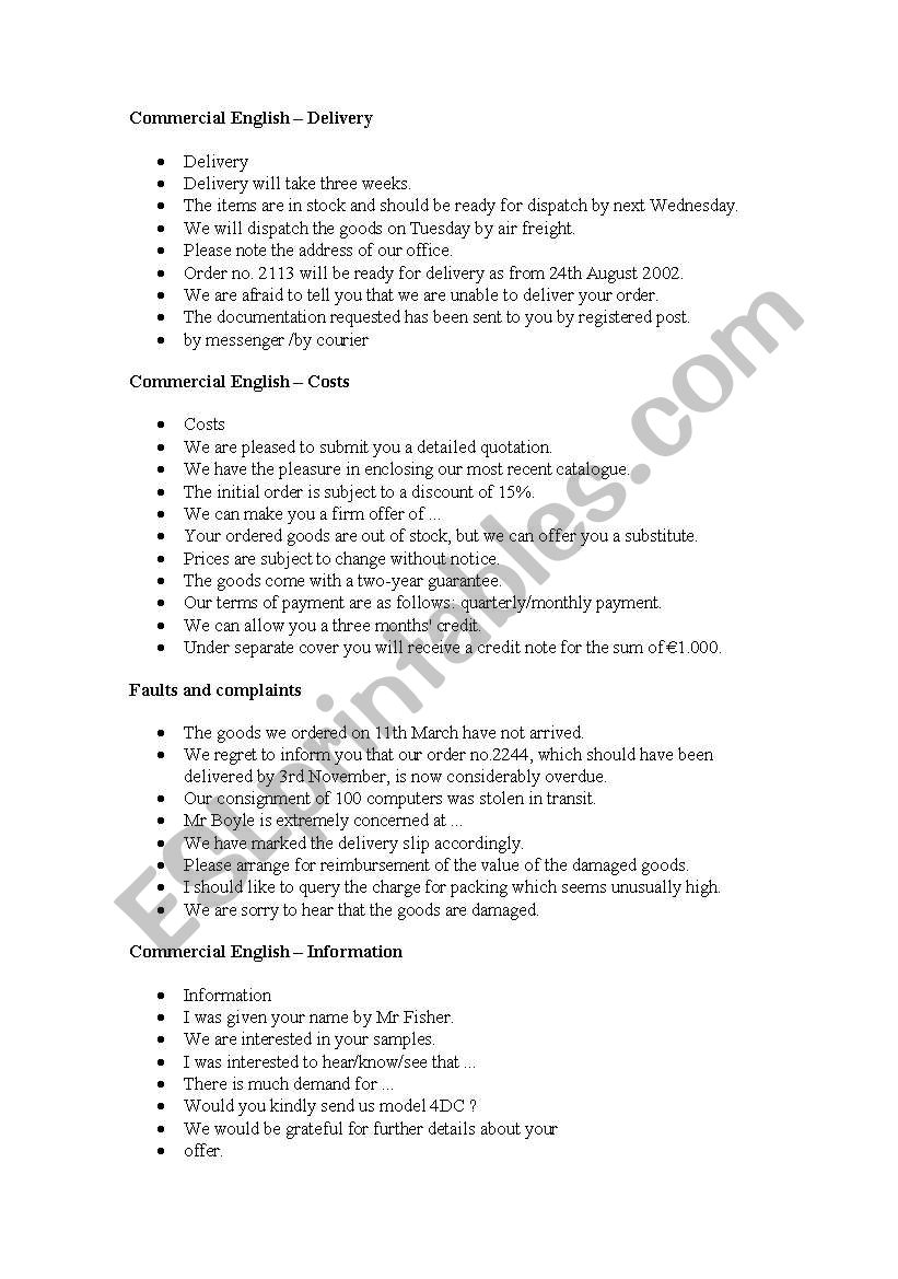 Business English worksheet