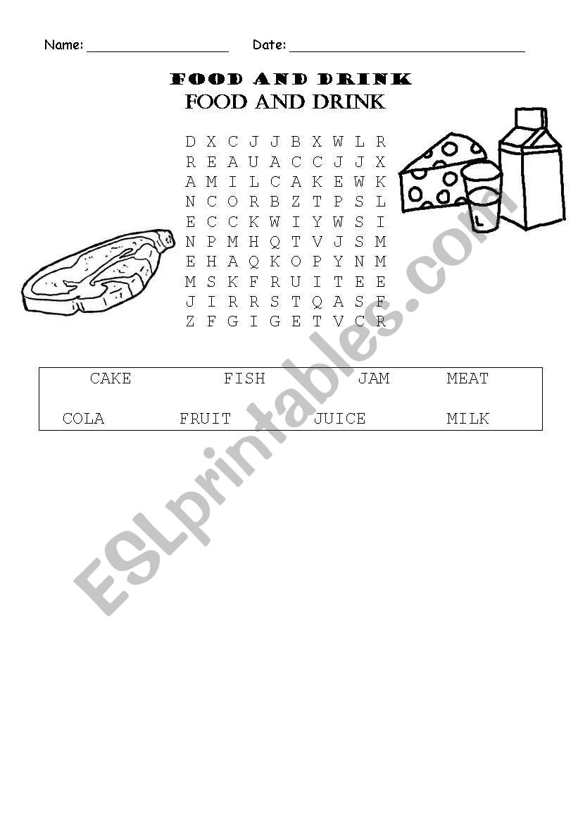 Food and drink worksheet