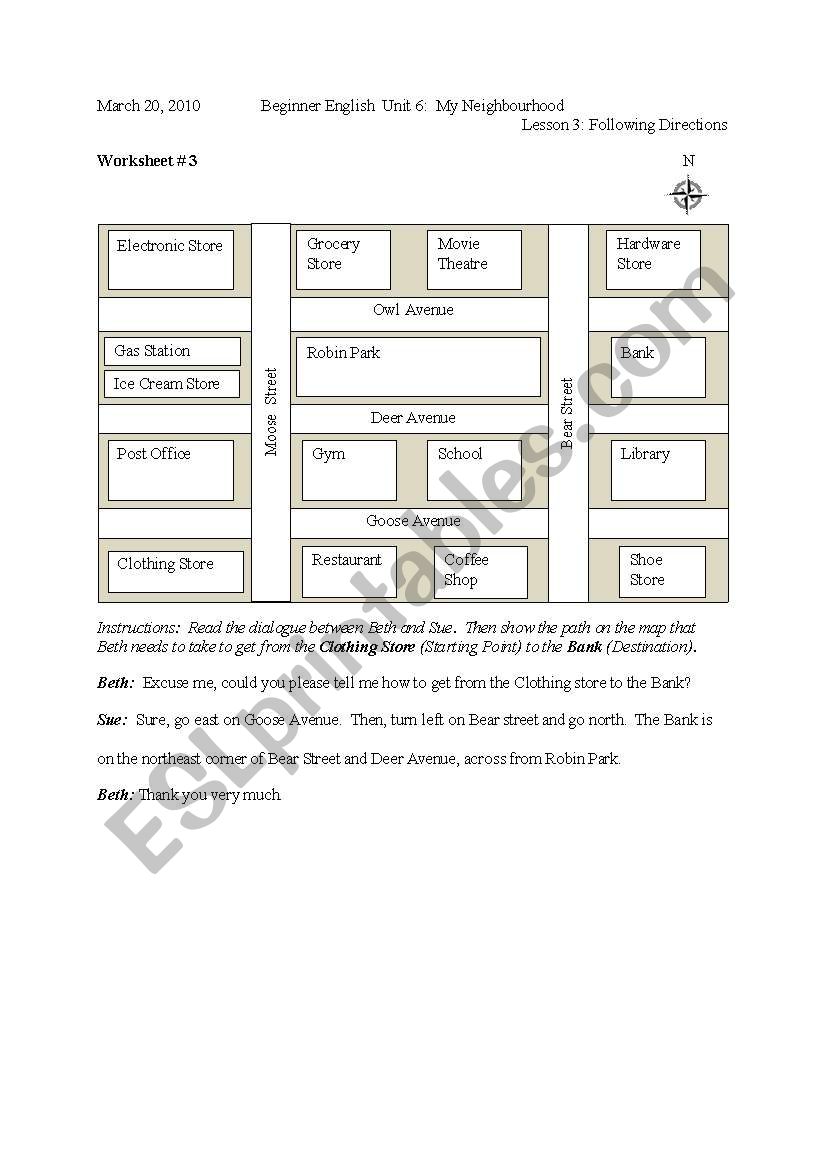 Following Directions Worksheet 3, 4,5