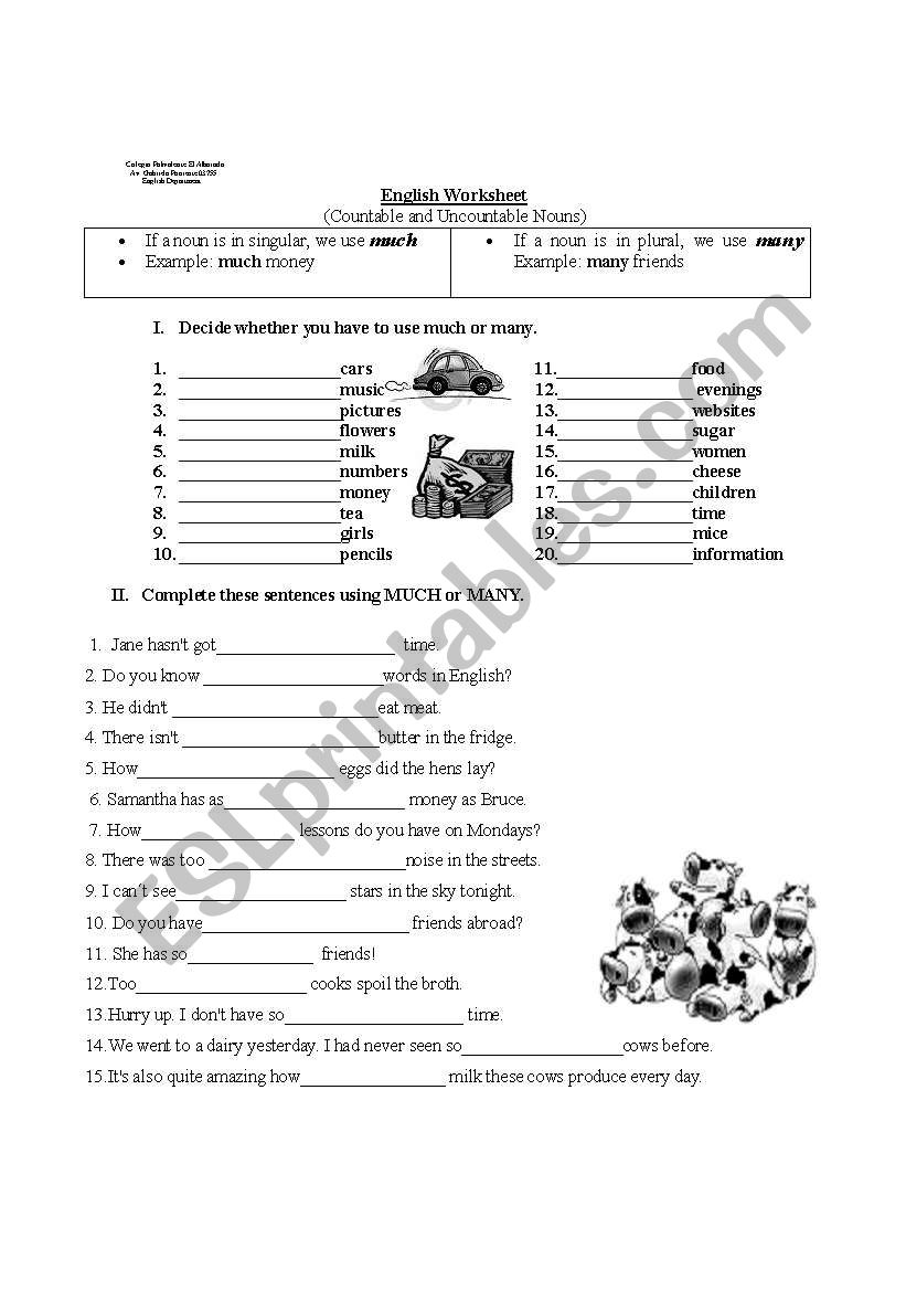 Countable and Uncountable nouns