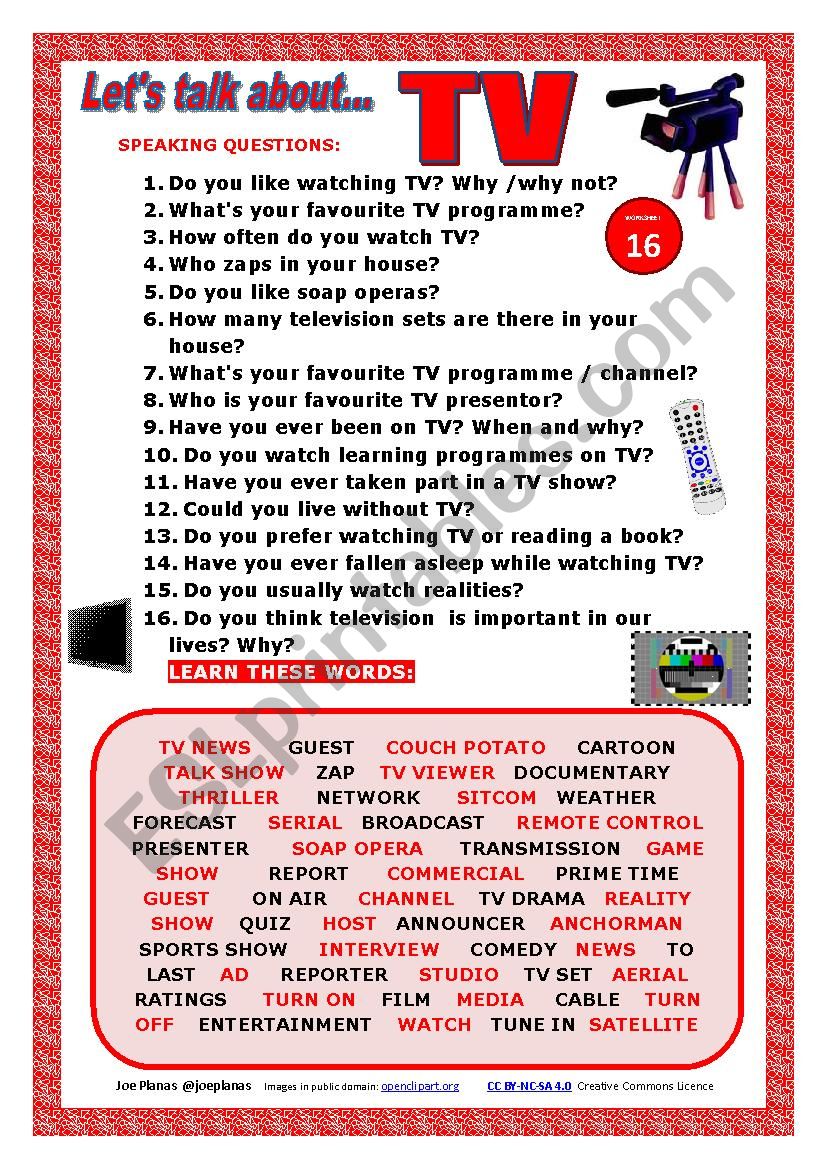 LETÂ´S TALK ABOUT TELEVISION (SPEAKING SERIES 16) NEW VERSION