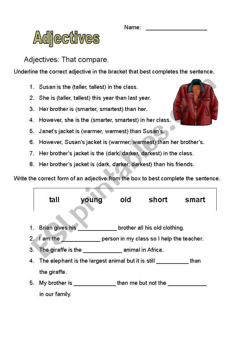 adjectives worksheet