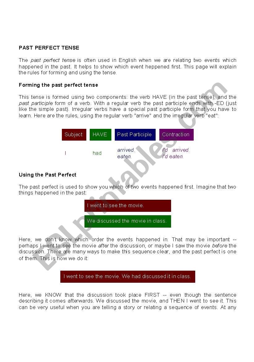 Past tense grammar explanation