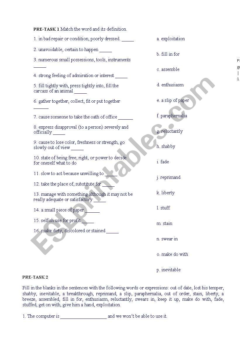 reading exercise the lottery