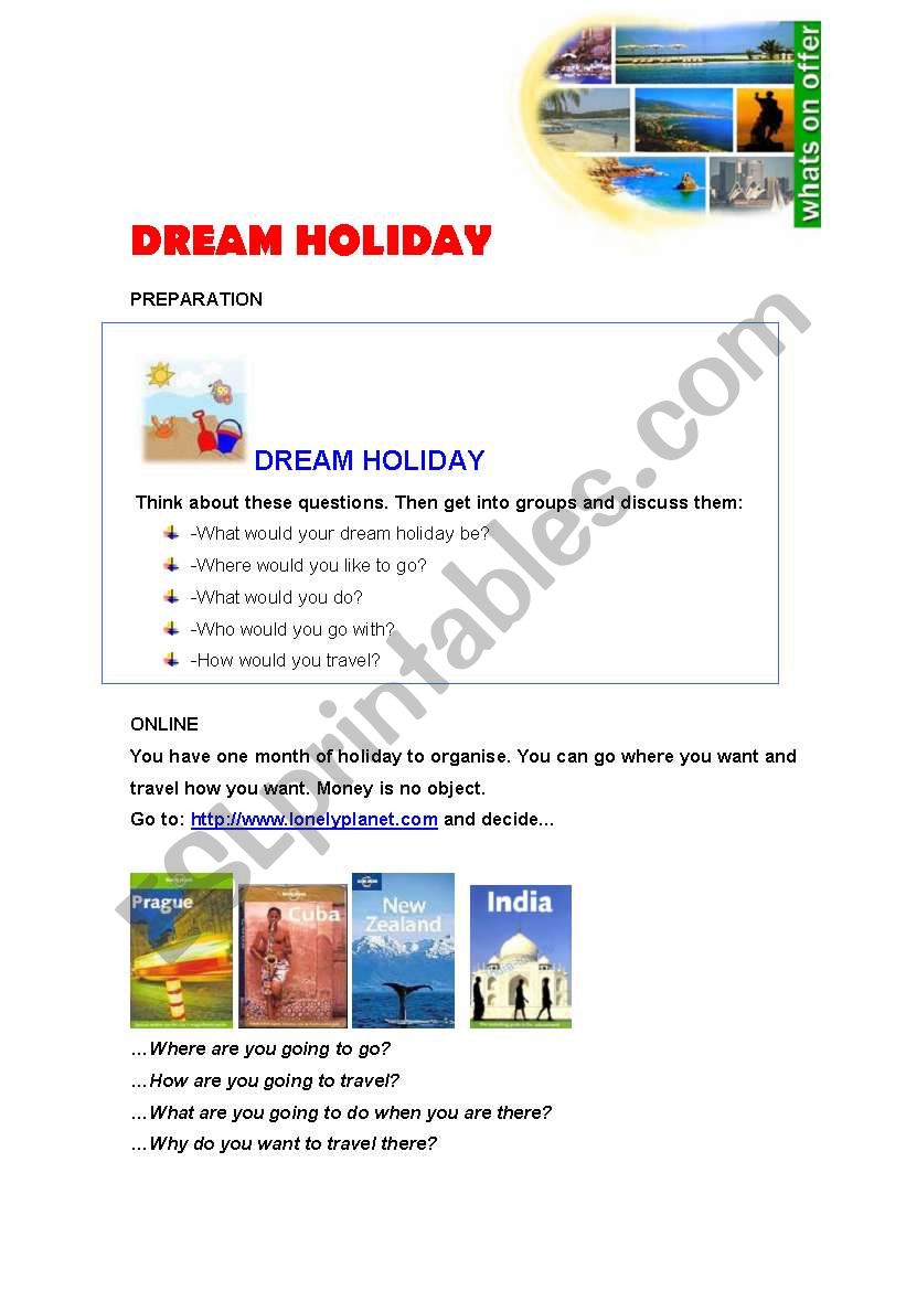 DREAM HOLIDAYS worksheet