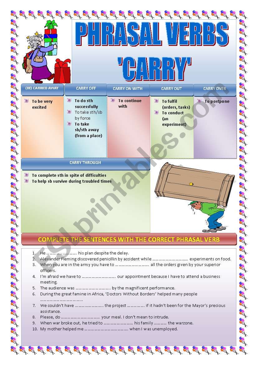 PHRASAL VERBS: CARRY worksheet