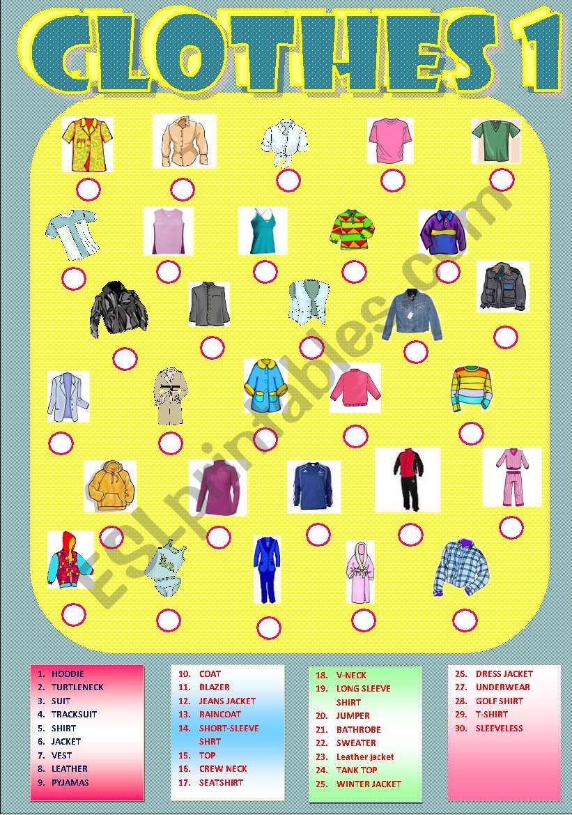 CLOTHES- MATCHING 1 worksheet