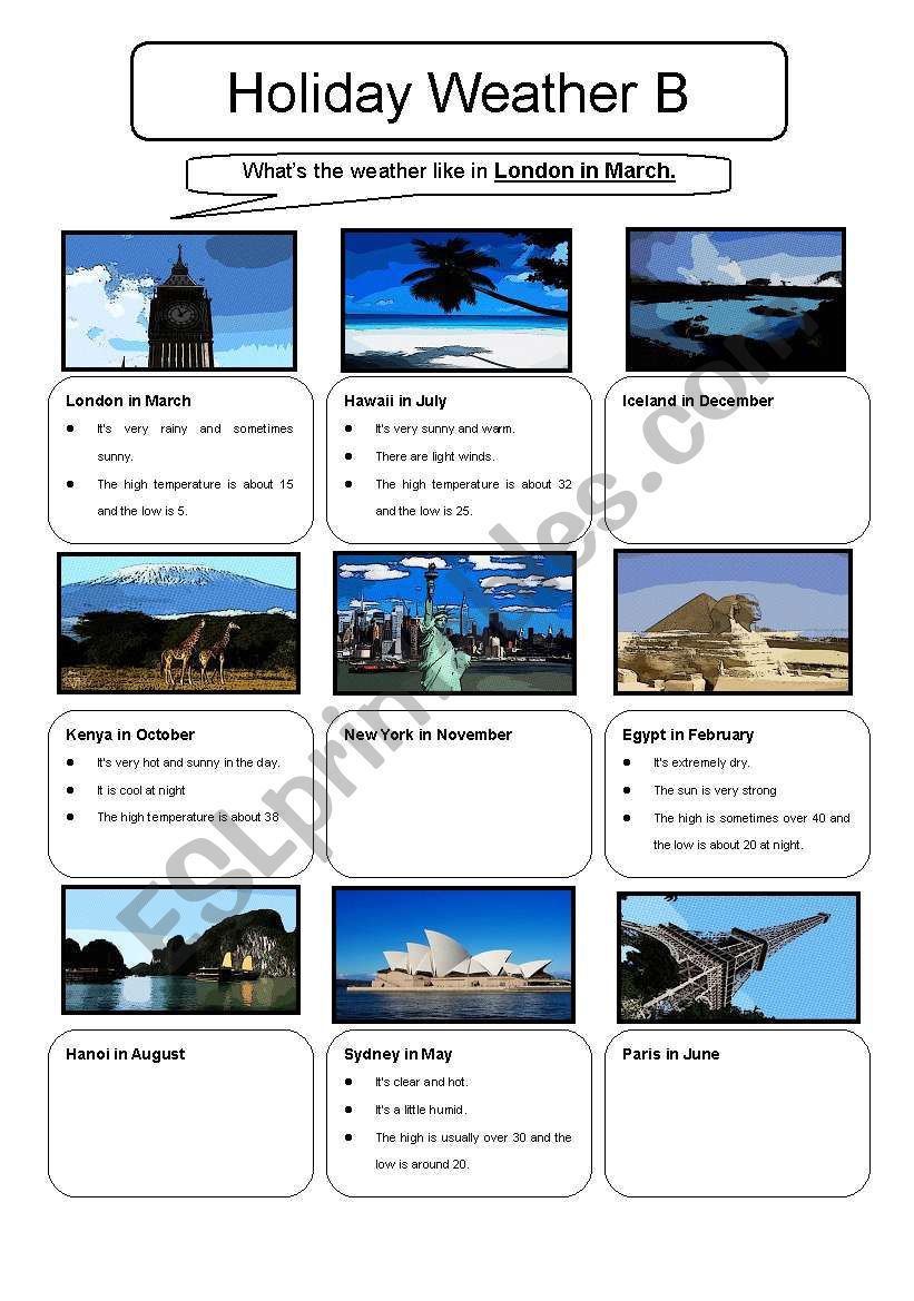 Holiday Weather Information Gap Sheet B