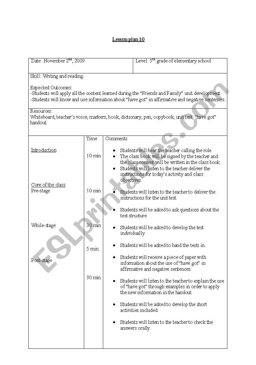 lesson plan worksheet