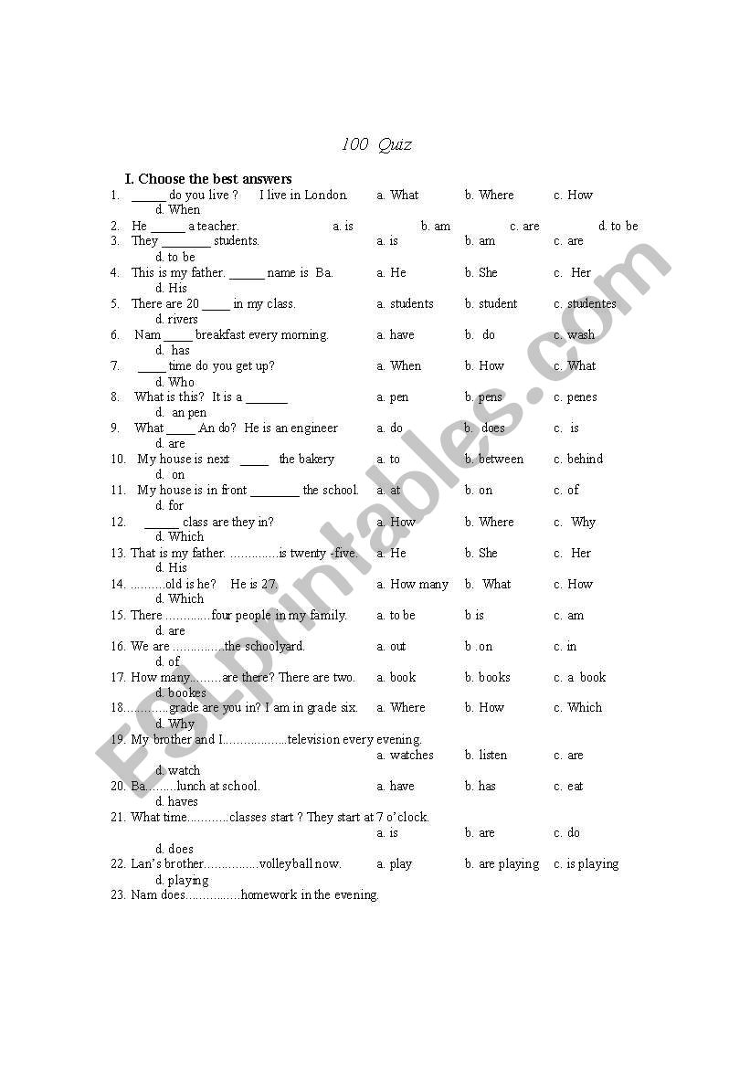 100 quiz 1 worksheet