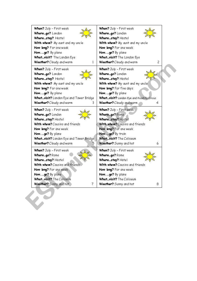 HOLIDAYS ROLE PLAY worksheet