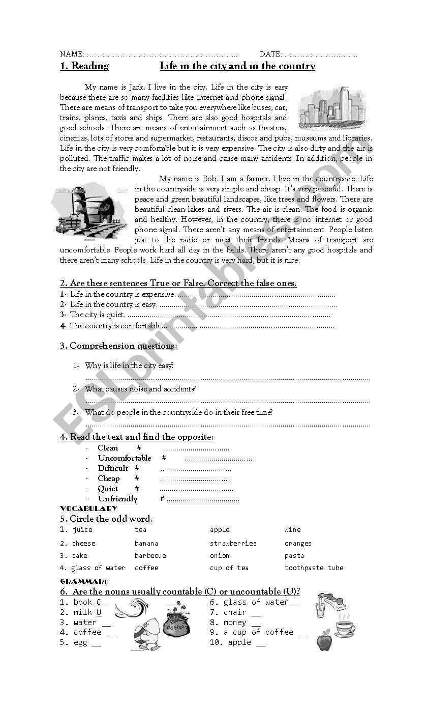 Exam worksheet