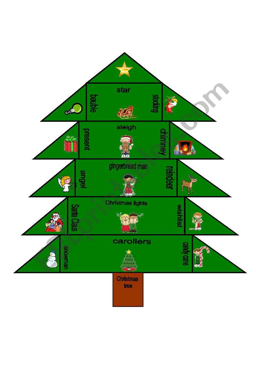 Christmas words trimino worksheet