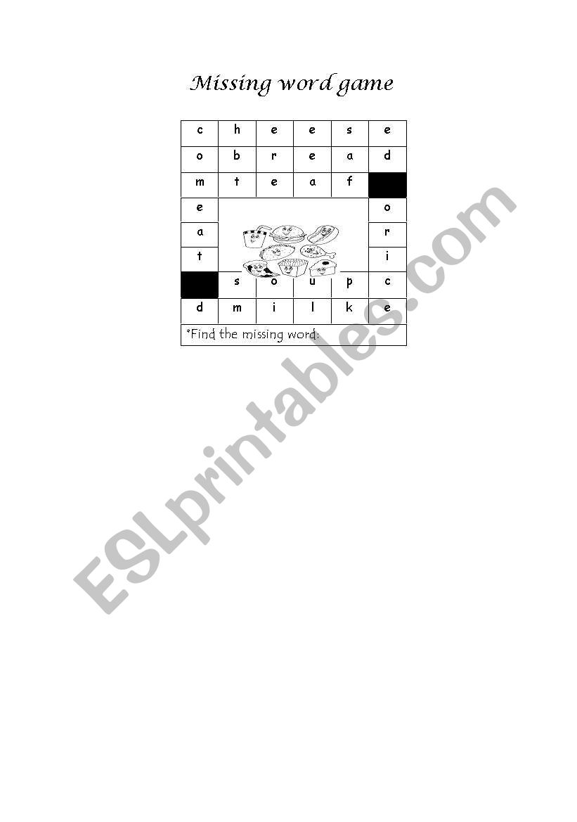 Missing Word Game worksheet