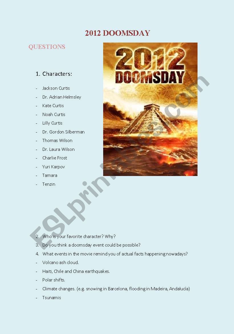 2012 MOVIE worksheet