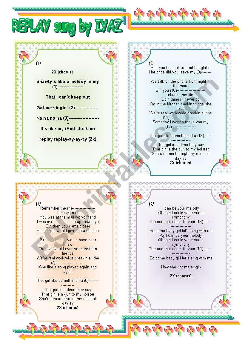REPLAY sung by IYAZ worksheet