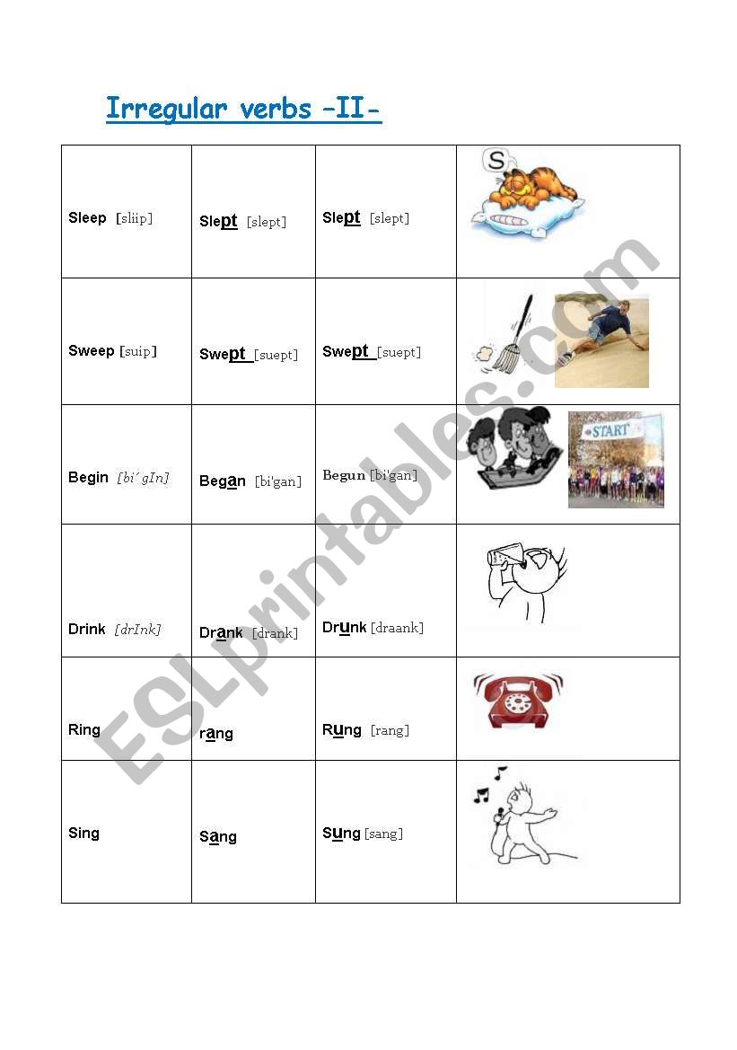 Irregular verbs -II- worksheet