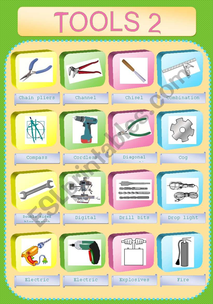 Pictonary tools (Part 2) worksheet