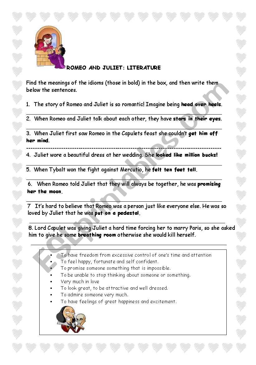 Idioms - Romeo and Juliet worksheet