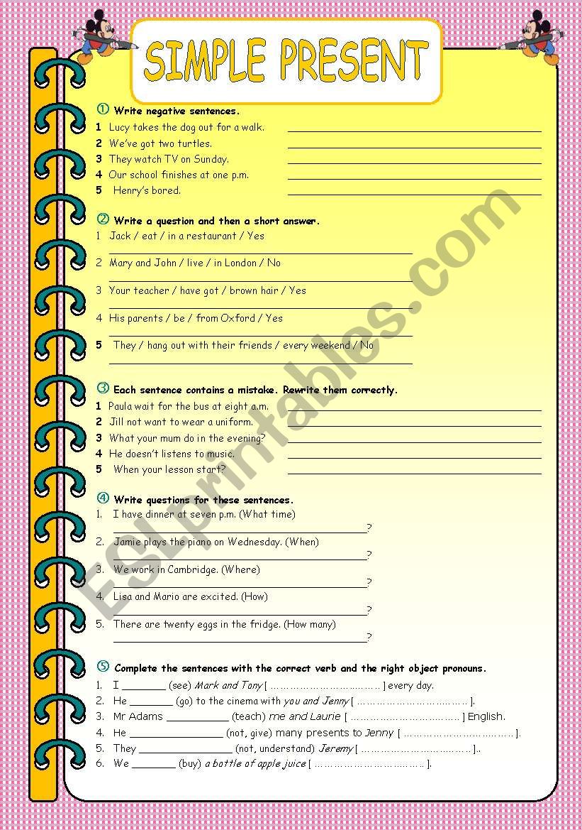 Simple Present worksheet