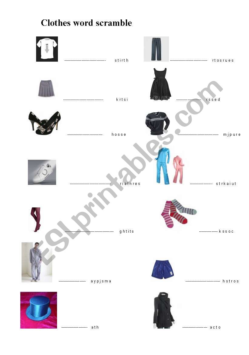 Clothes worksheet