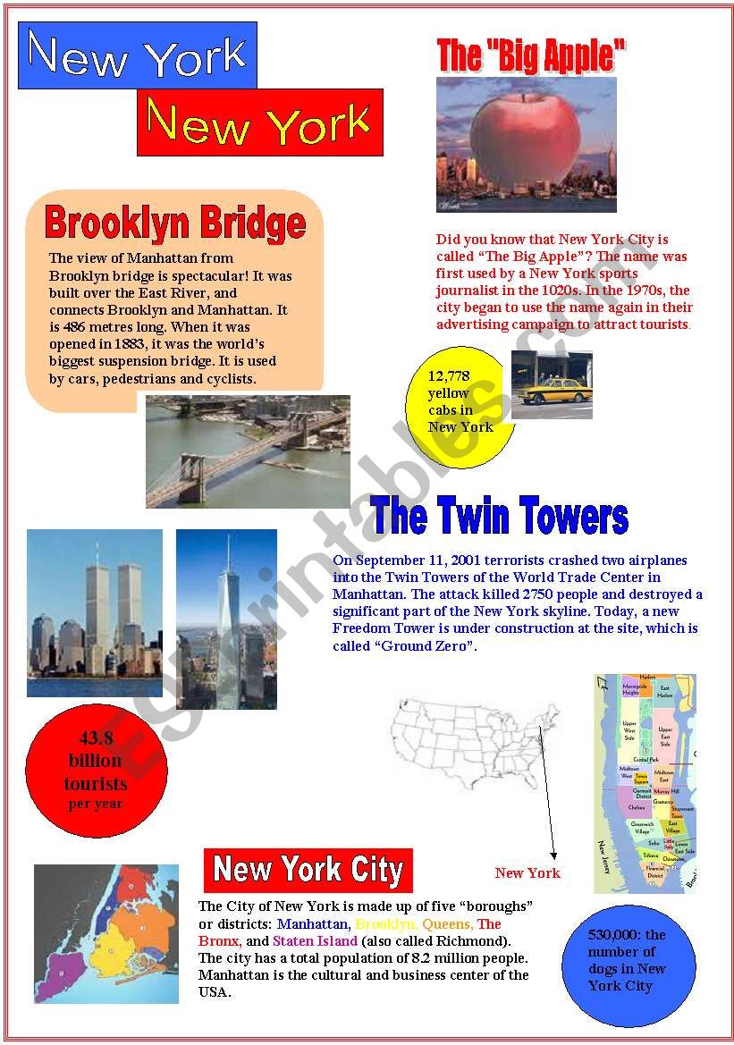 New York, New York worksheet