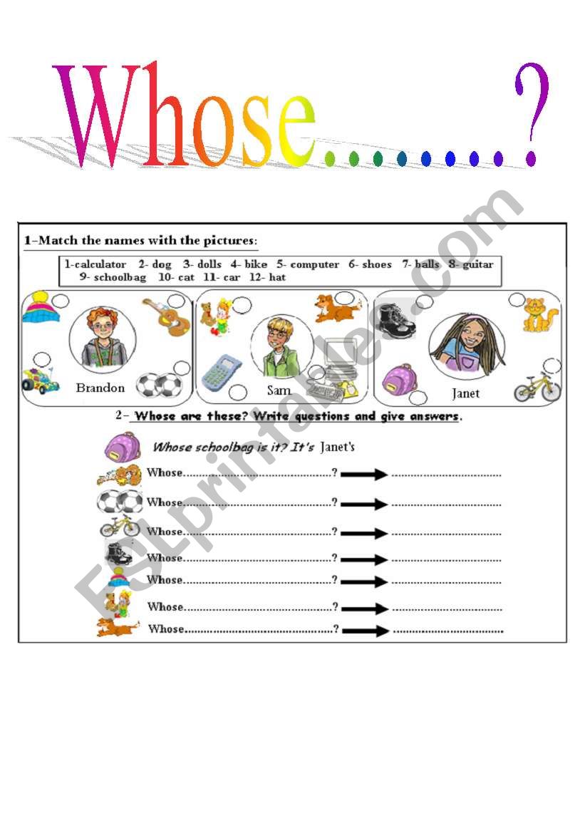 whose.....? worksheet