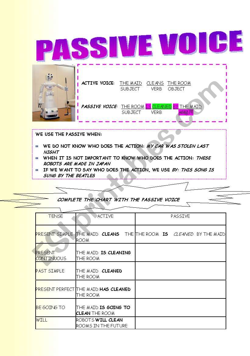 PASSIVE VOICE WORKSHEET worksheet