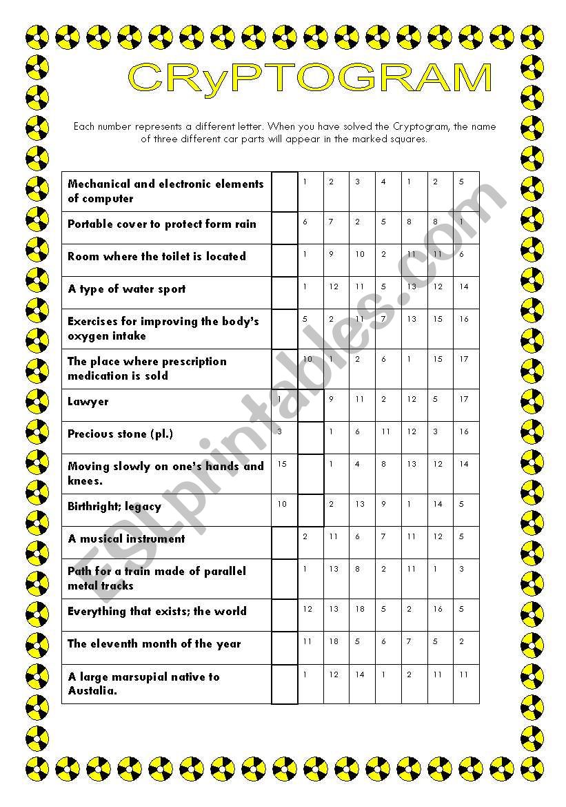 Cryptogram worksheet