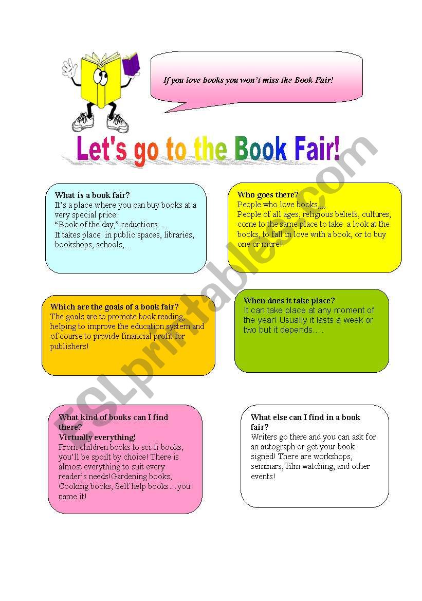 Lets go to the book fair! worksheet