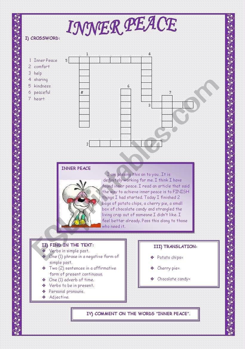 INNER PEACE worksheet