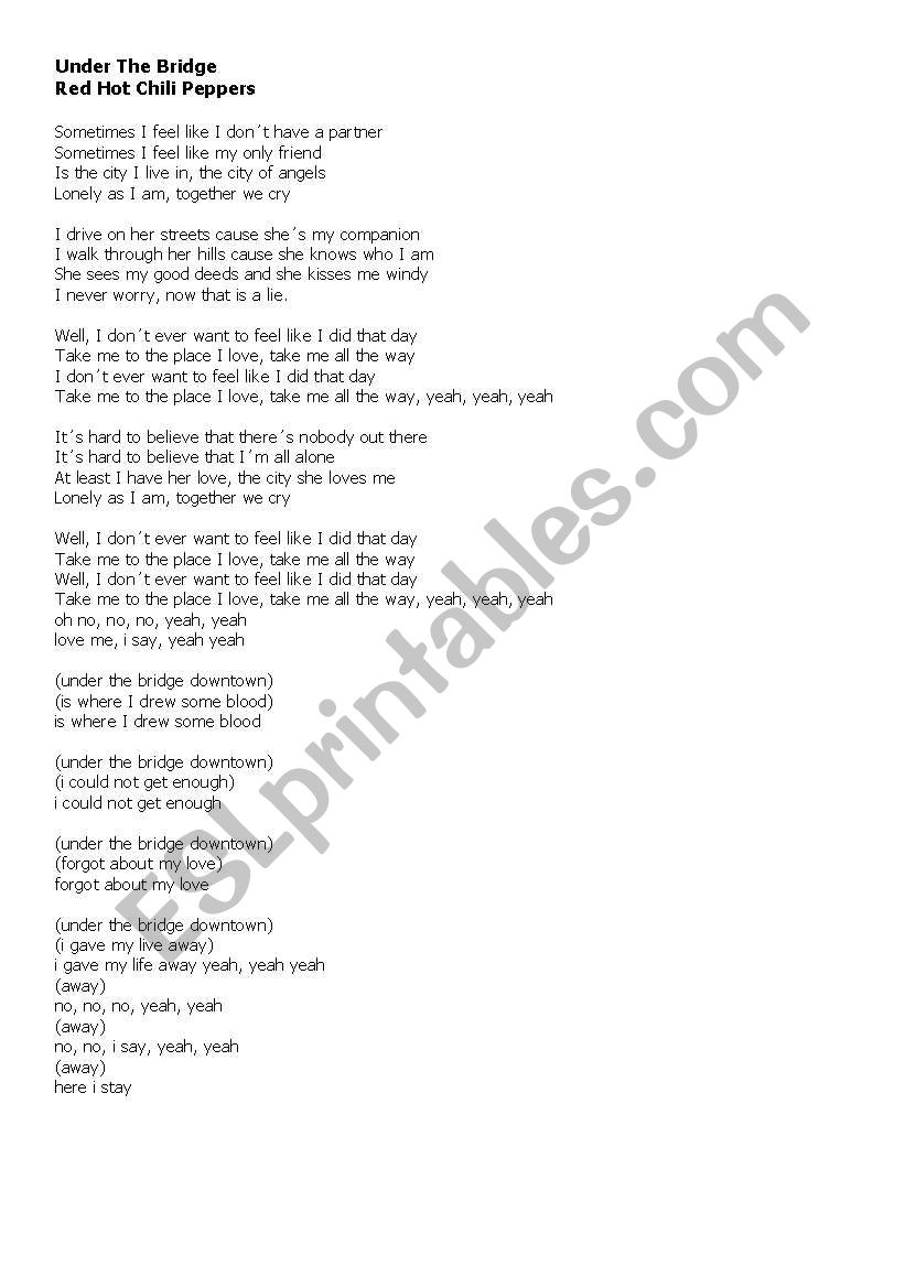 SONG: TAKE A BOW BY RIHANNA worksheet