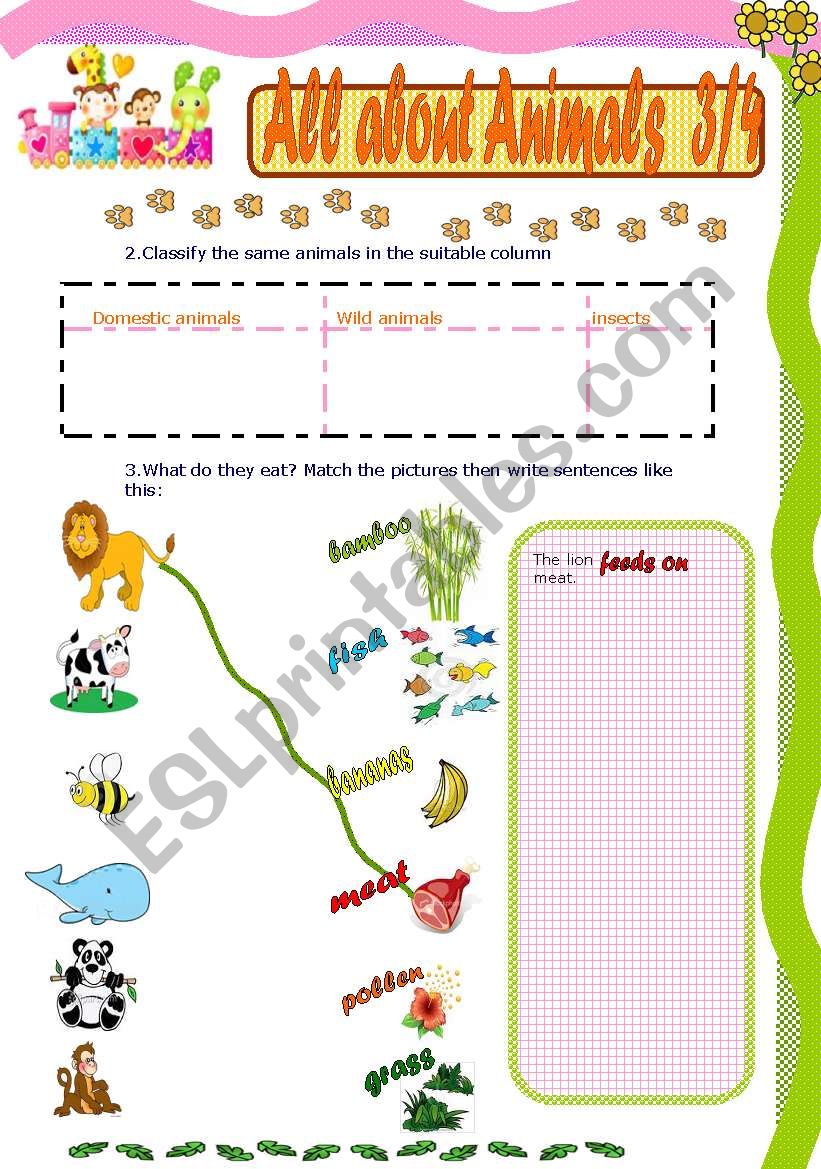 All about animals 3/4 worksheet