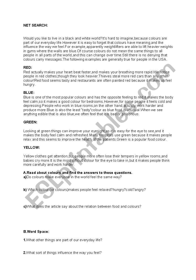 GENERAL READING AND EXERCISES worksheet