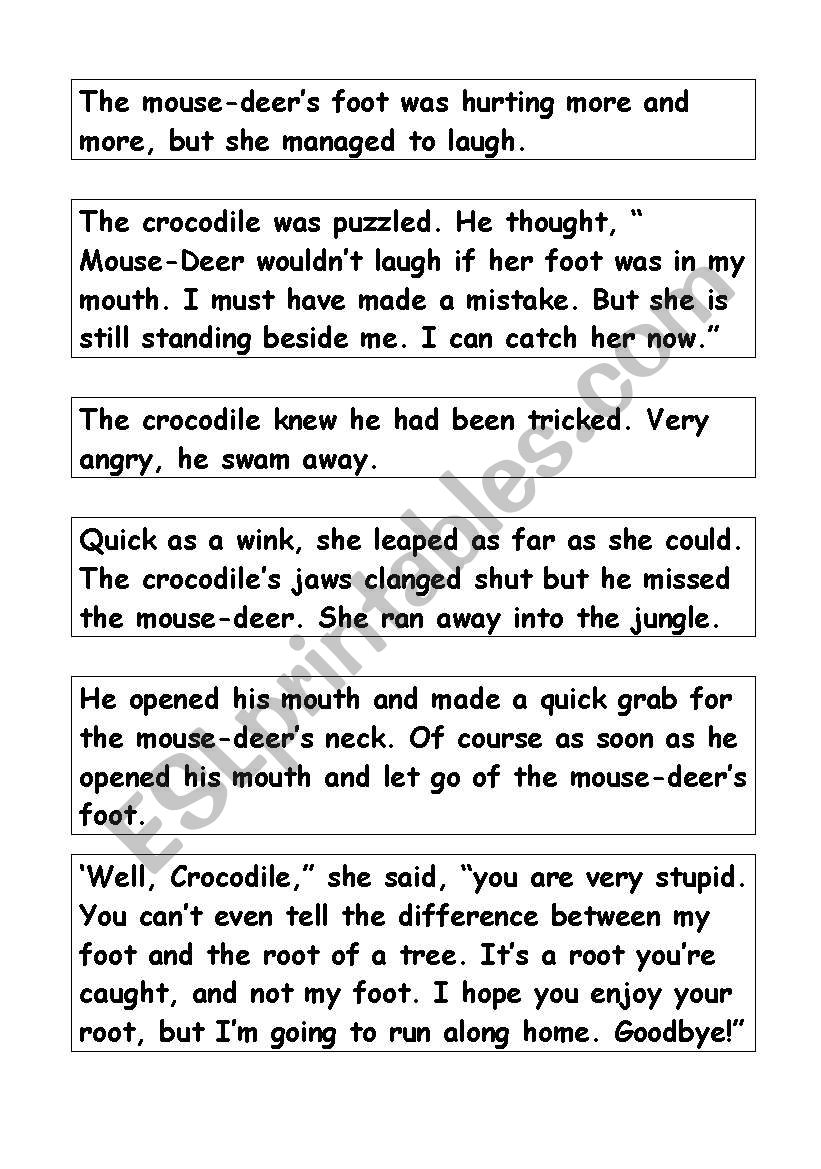 Mouse Deer and the crocodile worksheet