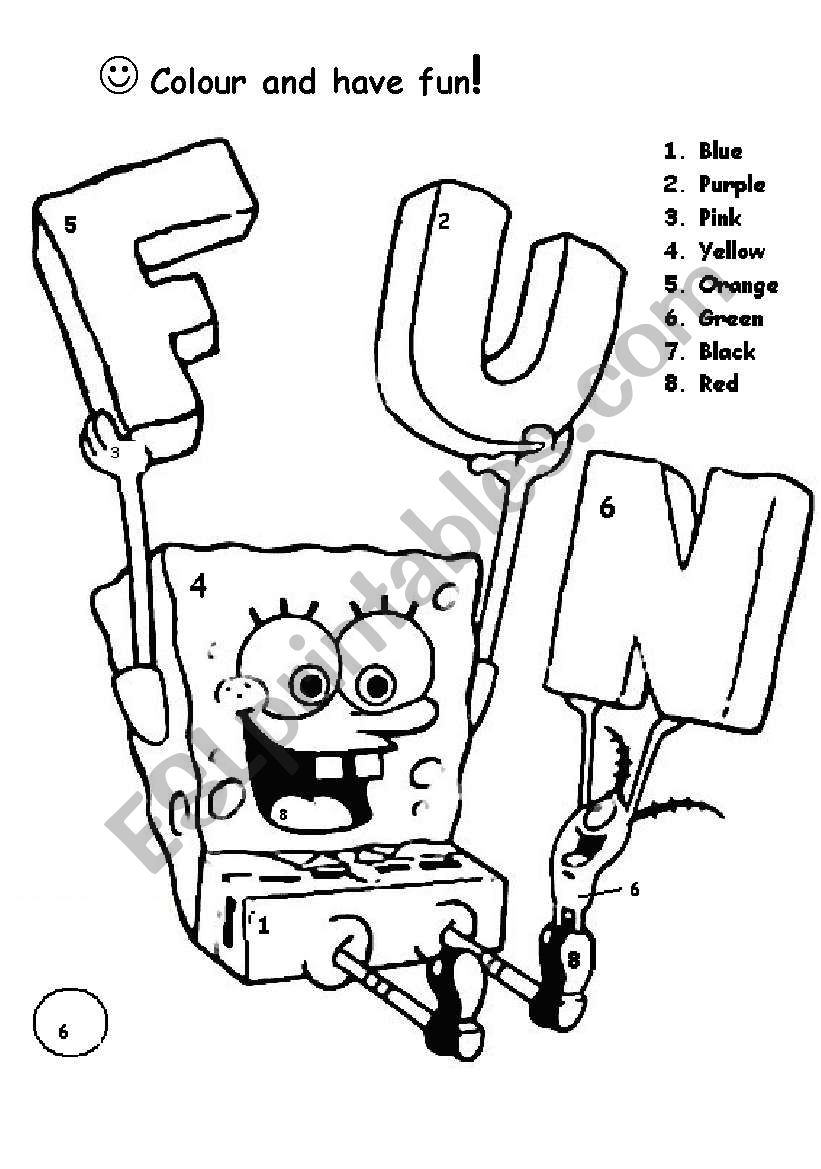 Bob sponge colouring page worksheet