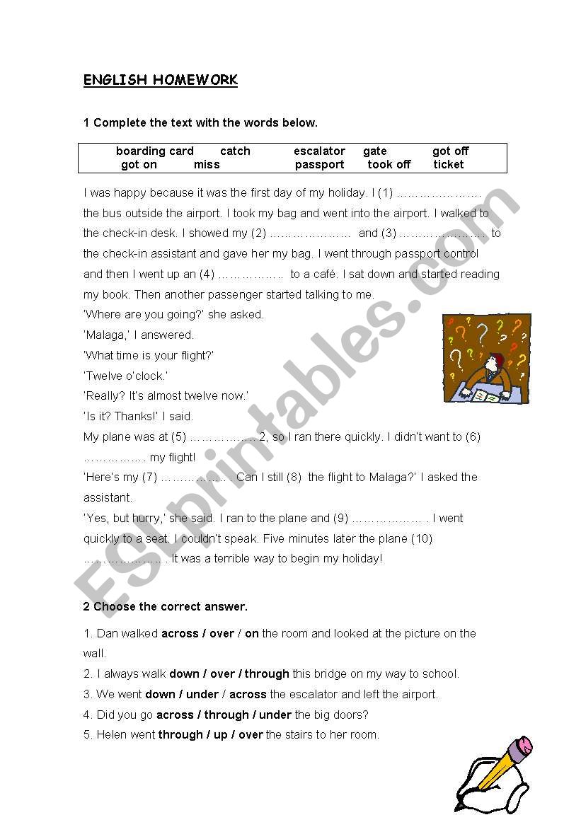 english homework worksheet