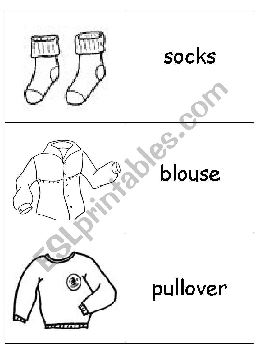 Clothes Memory worksheet