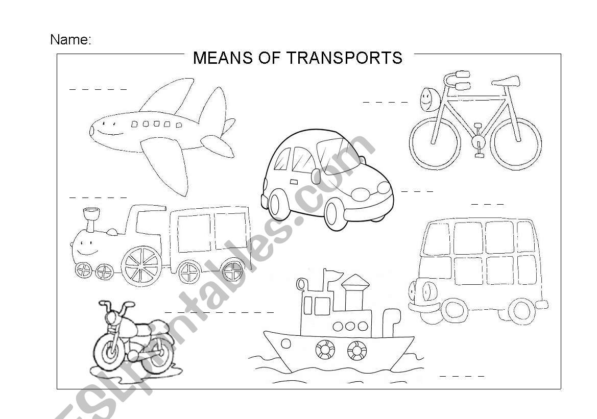 Means of transport worksheet